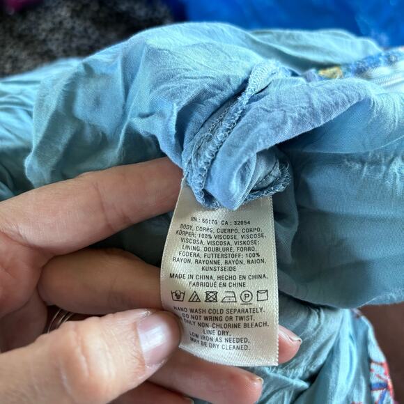 Maeve Anthropology Size 4 Rosalia Wrap Dress Blue Floral Ruffled Sleeveless - Picture 2 of 10